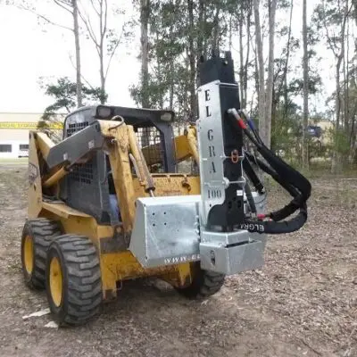 Elgra post driver - pdx driver attached to a skid steer