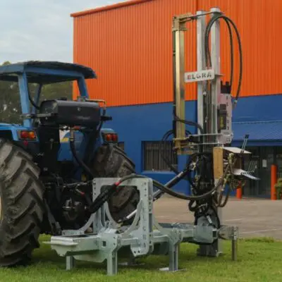 Elgra fence post driver - series 90 slide shift driver attached to tractor